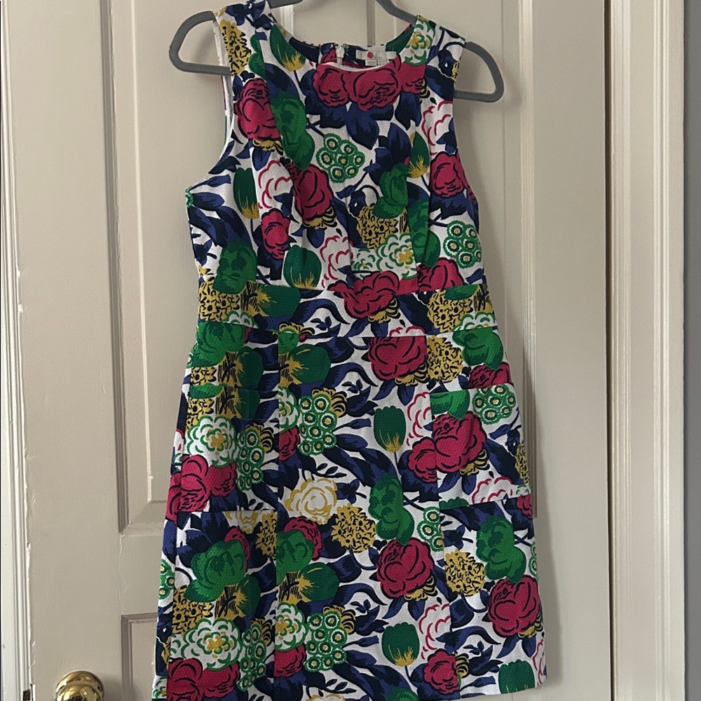 Boden Multicolor Floral Mini Dress - White, Navy, Pink, Green, Yellow